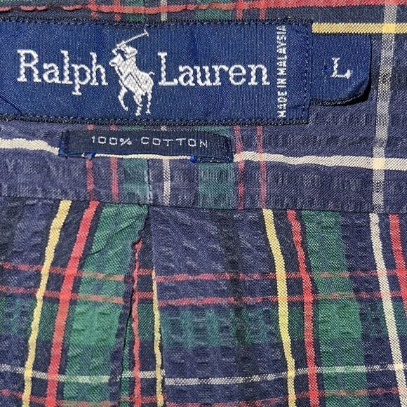 Ralph Lauren Shirt Mens large plaid button Up preppy cotton - Picture 6 of 9